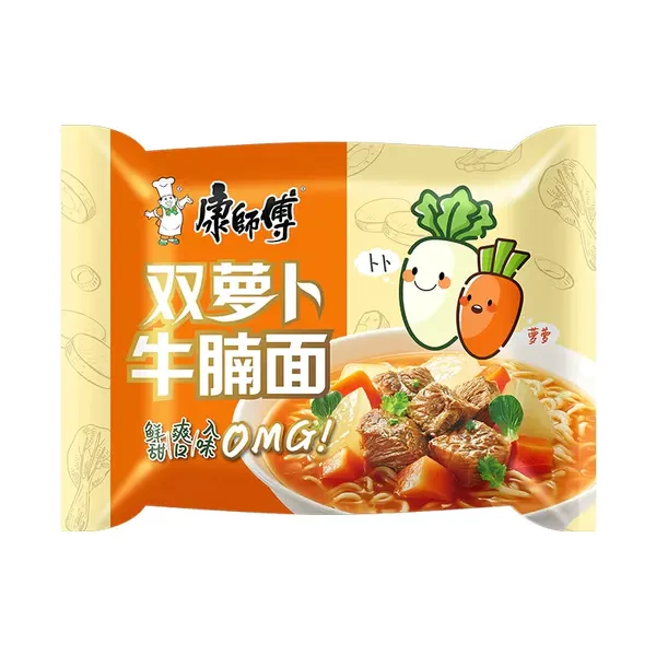 康师傅双萝卜牛腩袋面 104g