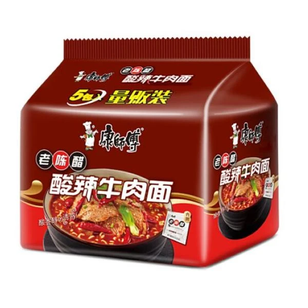 康师傅 酸辣牛肉面 111g*5包/袋