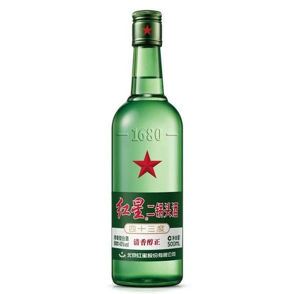 红星 43度二锅头清香型白酒 500ml/瓶