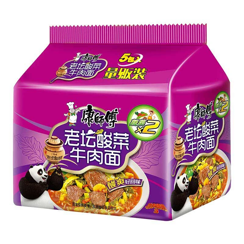 康师傅五连包酸菜牛肉100GX5X6包