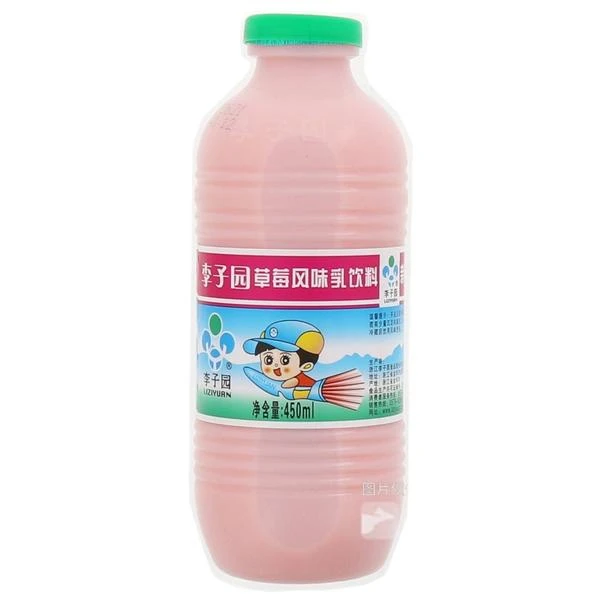 李子园 草莓风味乳饮料 450ml/瓶