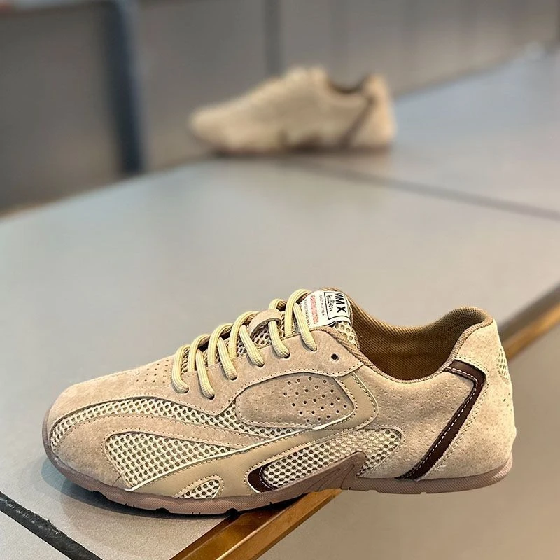 2024年新款网面透气鞋低帮软底复古休闲运动阿甘拼色德训老爹鞋男