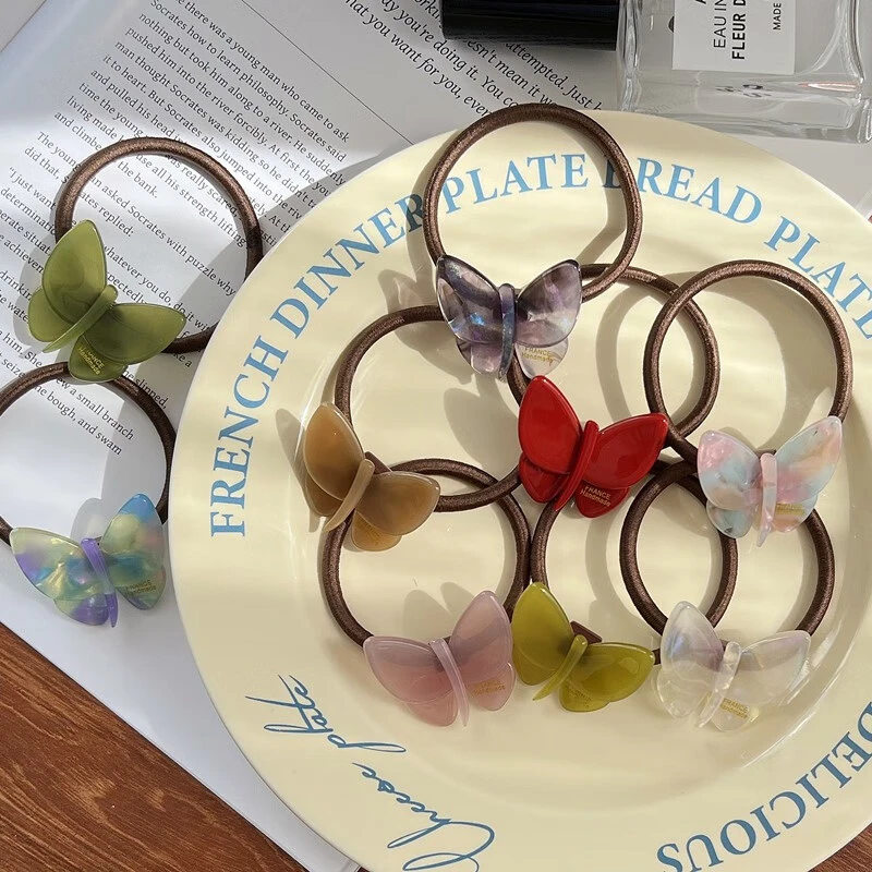 舞动在发间的小蝴蝶韩国France气质发圈法式头绳