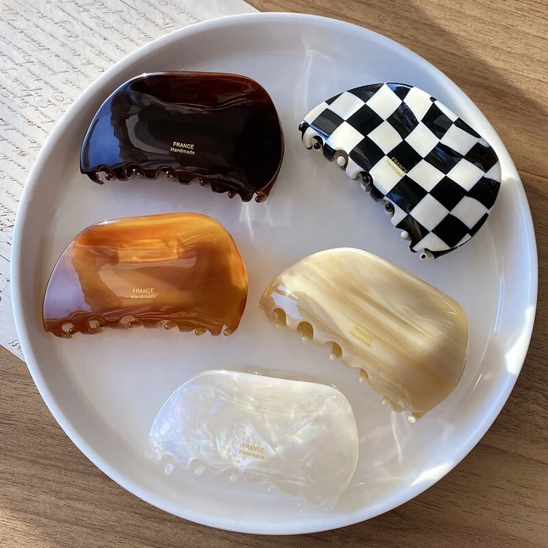 韩国France法式高级感巧克力色头发抓夹后脑勺发夹鲨鱼夹发饰女