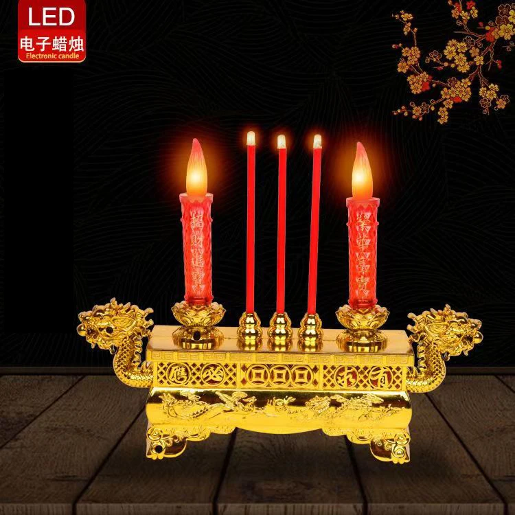 一体新型炉LED仿真蜡烛摇摆烛台炉无烟烛台插电两用电池供电烛台
