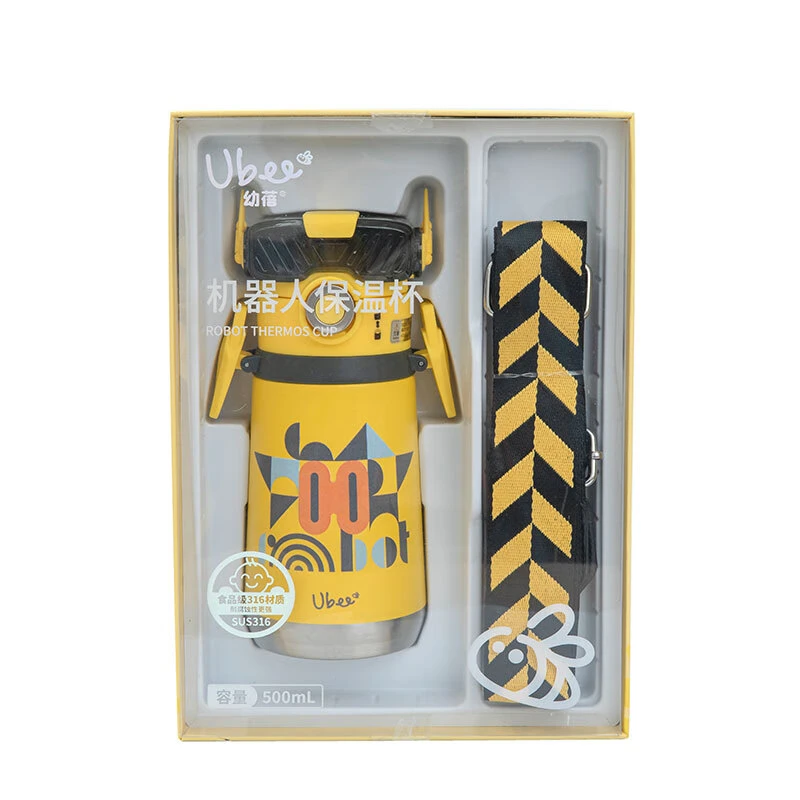 乐友幼蓓（Ubee）可爱机器人大容量不锈钢吸管保温杯水壶 500ml