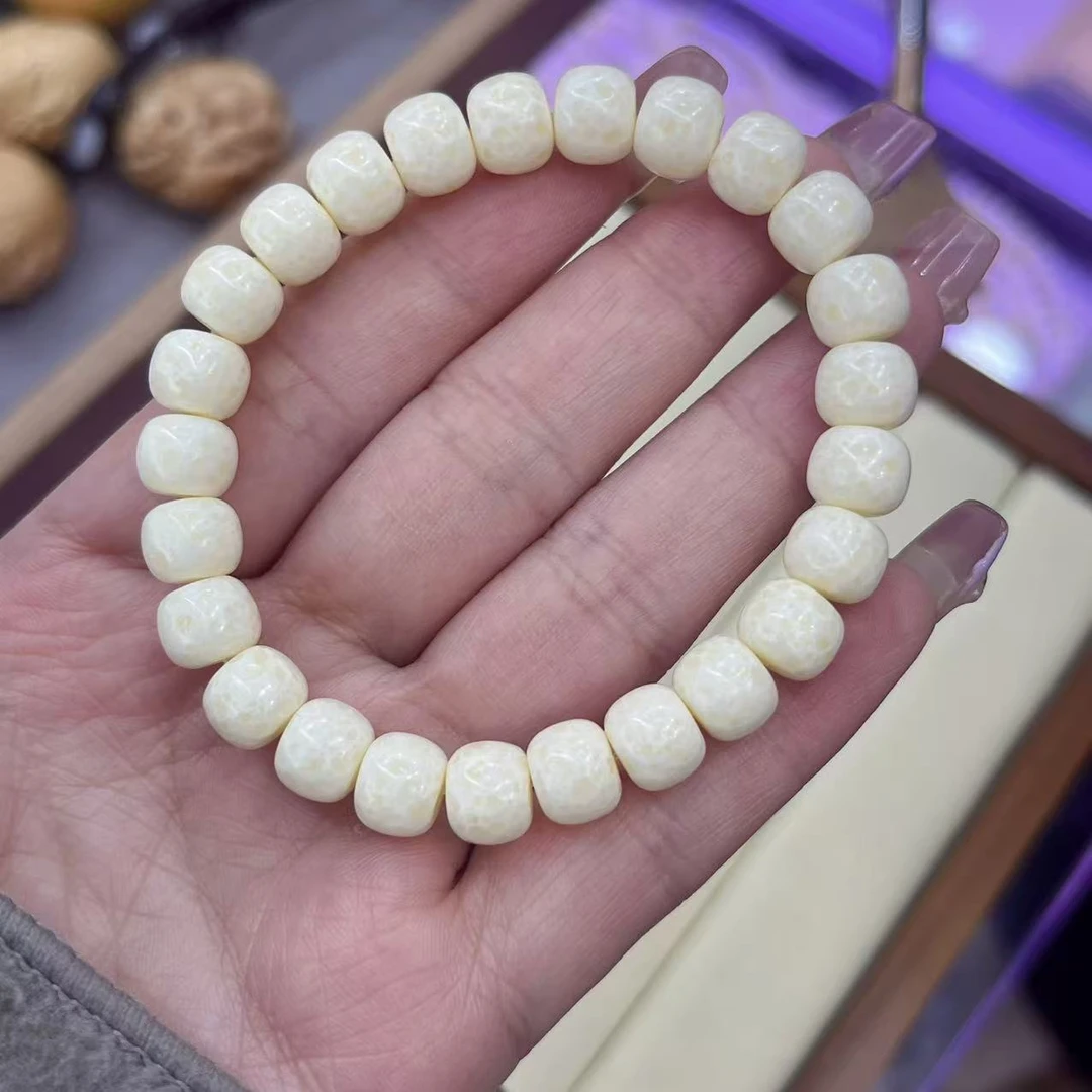 非金属珐琅手链 角角手串米白透黄DD121117   7X8mm