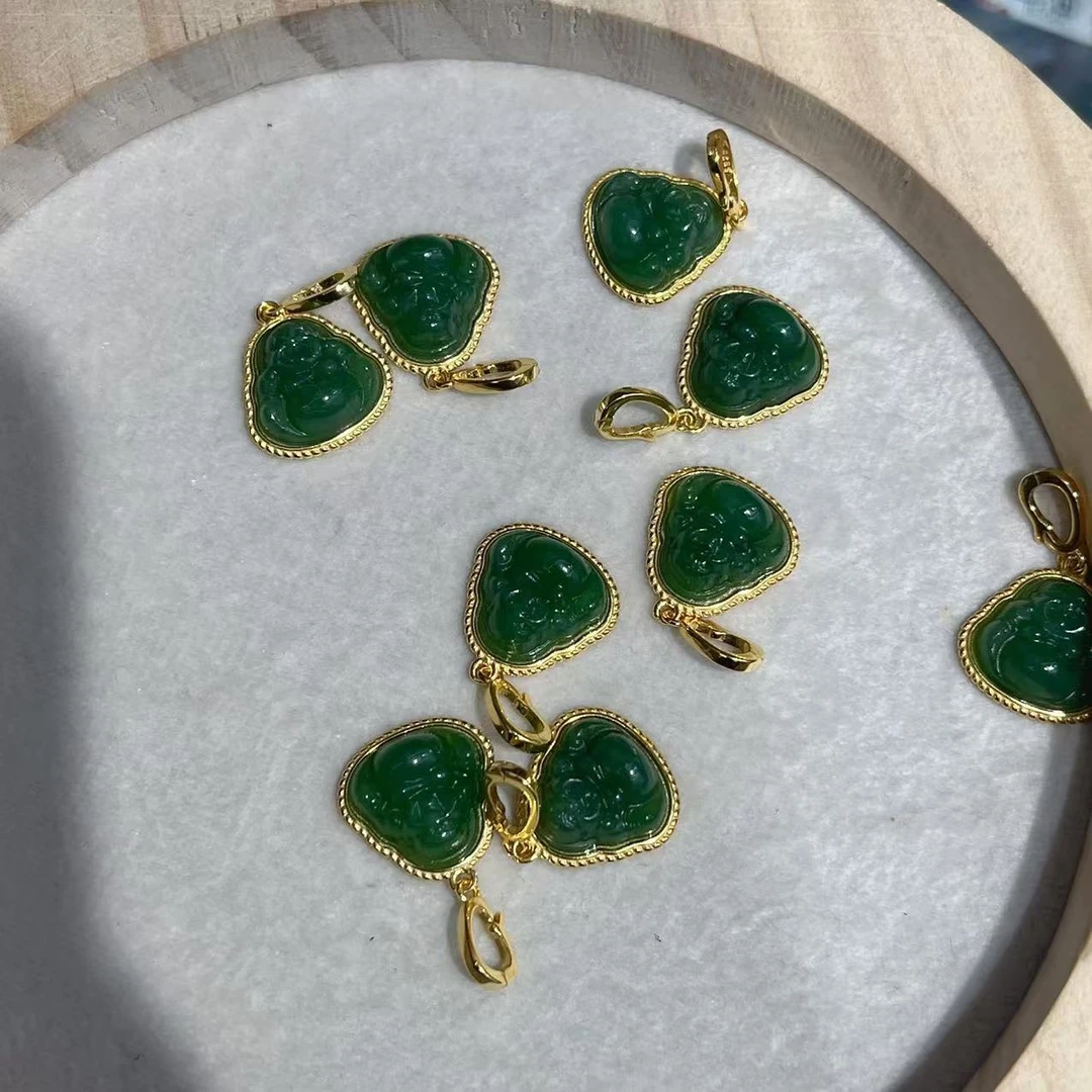 碧玉佛公s925银吊坠 YQ111025