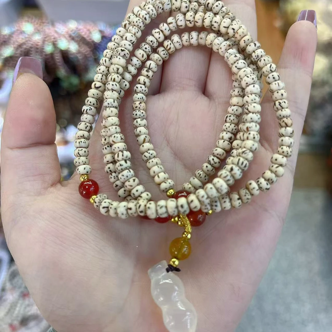 天然星月菩提玛瑙玉髓多圈手串LT102019