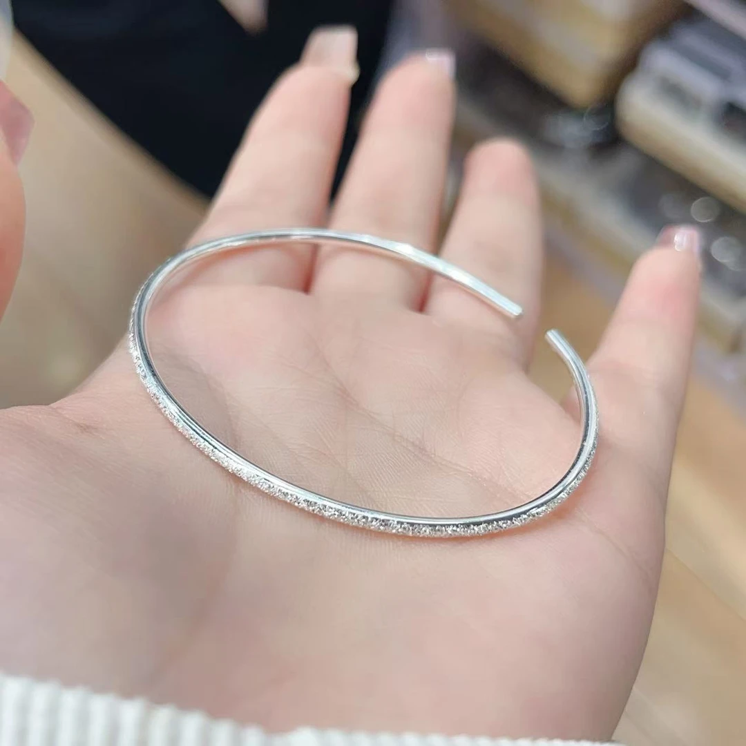925银手镯 s925银碎碎冰开口手镯DZ111639