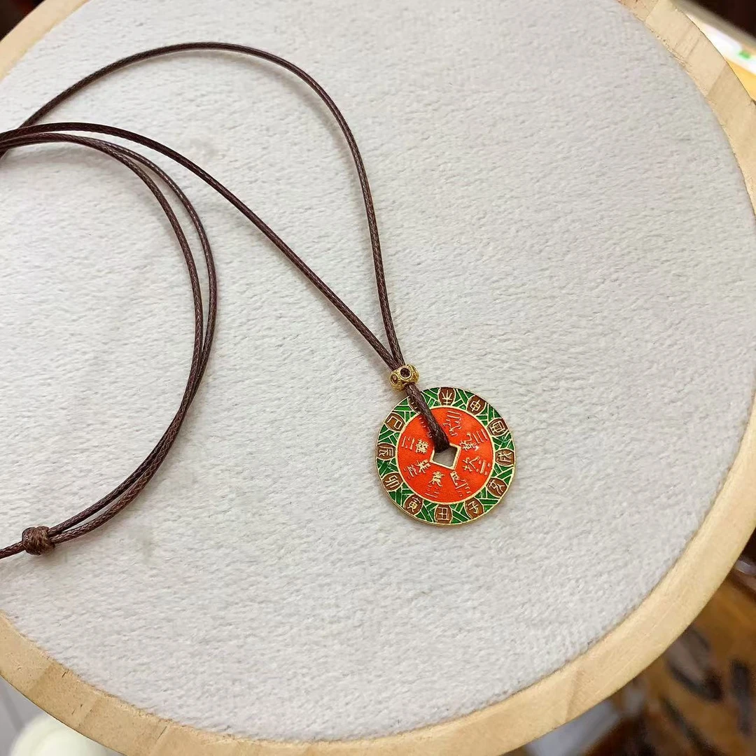 吊坠925银布艺 s925银山鬼花钱项链YQ120939