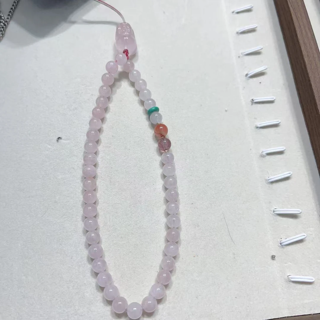 粉水晶貔貅草莓晶南红手机链DZ112148