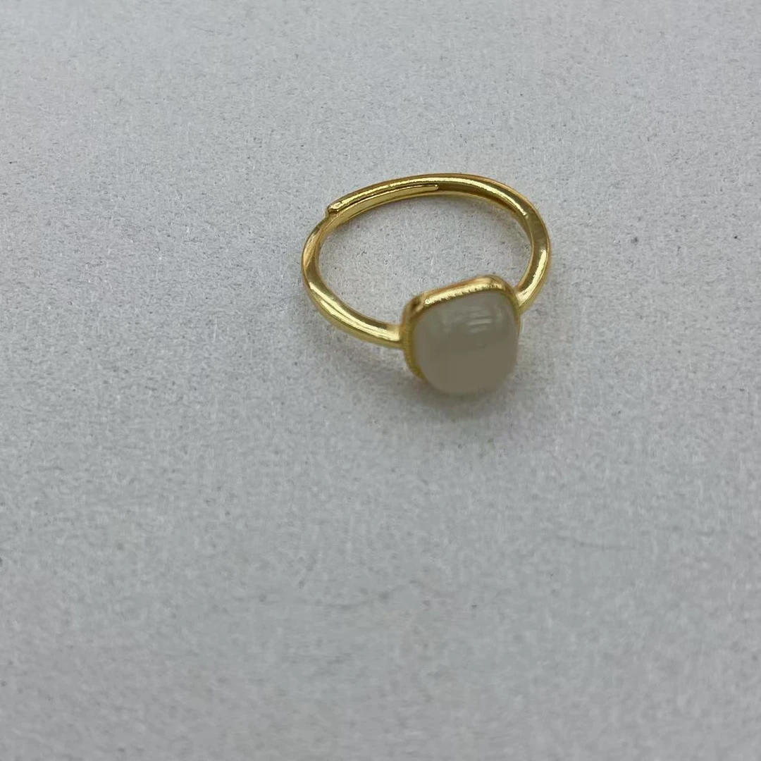 晴水和田玉配s925银戒指DL111208