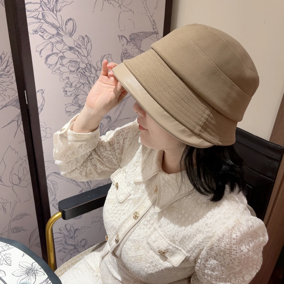 帽子女士秋冬2024新款韩版时尚百搭盆帽优雅气质卷边显脸小渔夫帽