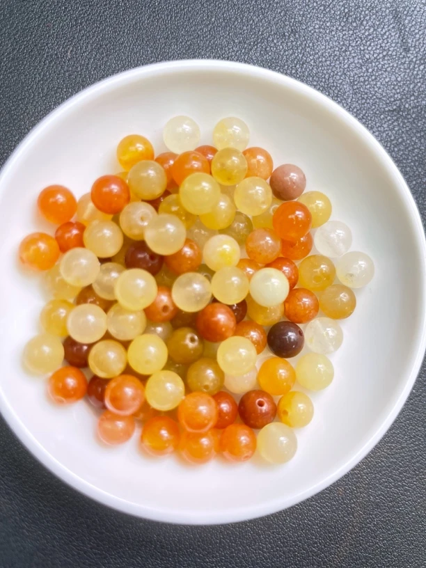 天然珠宝玉石 金丝玉散珠 Y620 8mm 30颗（赠弹力绳）