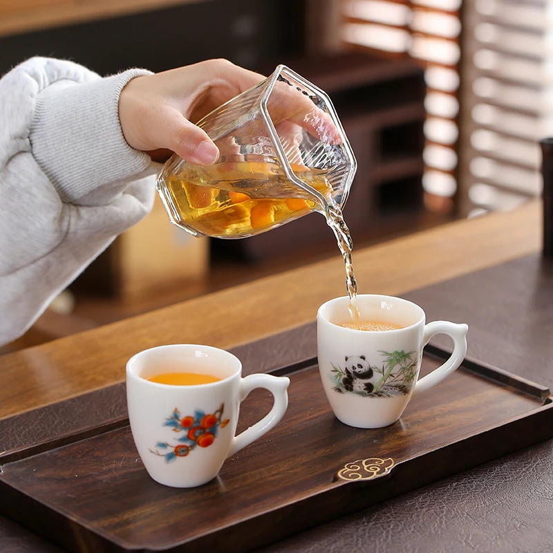 大号羊脂玉带手柄防烫陶瓷茶杯德化白瓷带把不烫手功夫茶杯泡茶杯