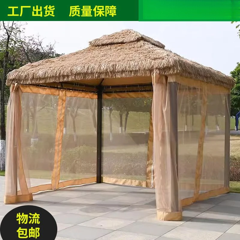 【甄选】防雨餐饮休闲遮阳凉亭仿真茅草屋庭院农家乐露天毛草棚四