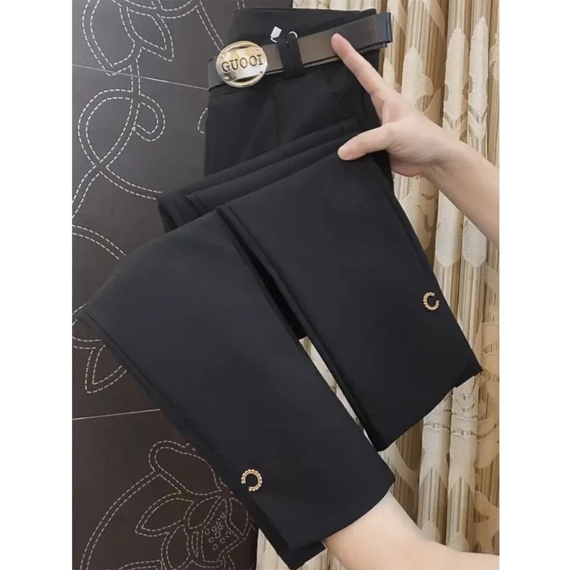 西裤女春夏秋季2023新款显瘦职业九分小脚裤高腰显瘦弹力休闲裤子