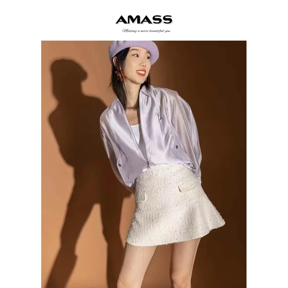AMASS阿玛施百搭通透拉链薄款时尚夹克防晒外套皮肤冲锋衣5400797