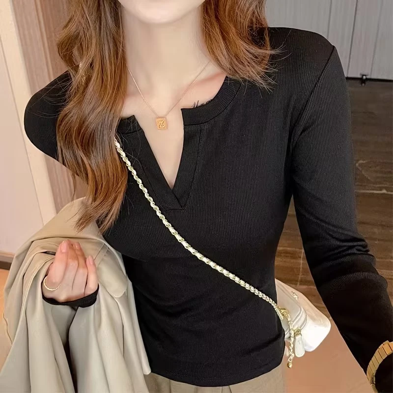 #X14螺纹打底衫女内搭修身显瘦可外穿
