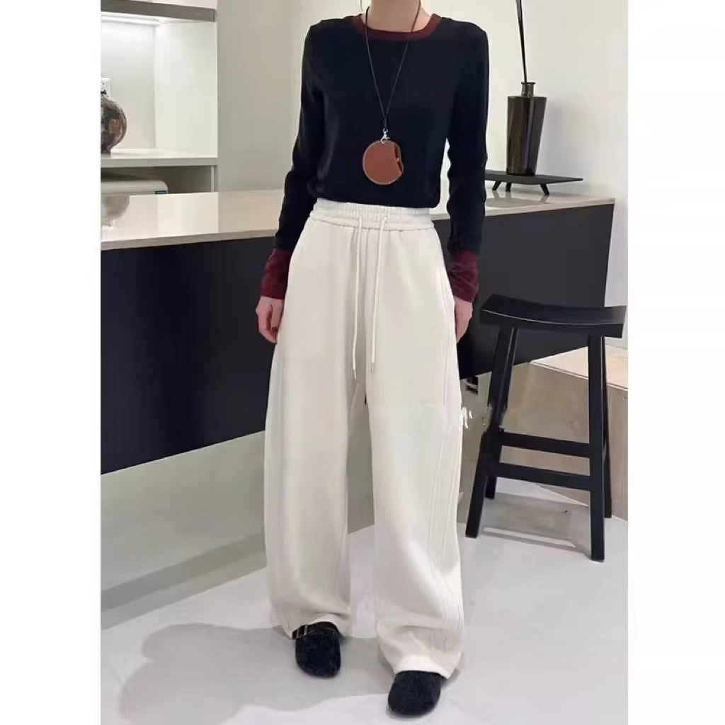 #35-911加绒直筒卫裤窄版香蕉阔腿裤-裤长103