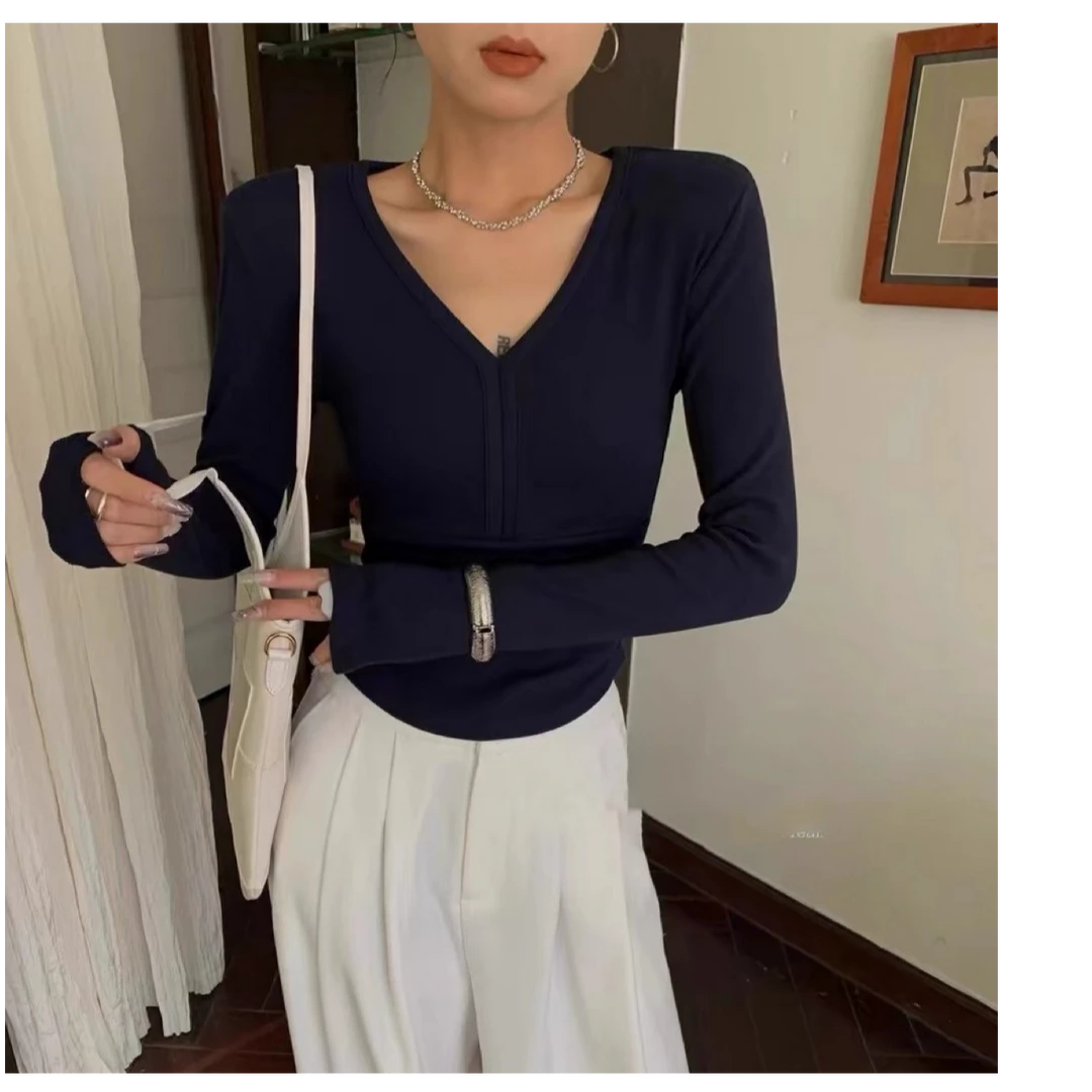 2035 秋冬新款磨毛舒适修身显瘦T恤上衣女（衣长50）