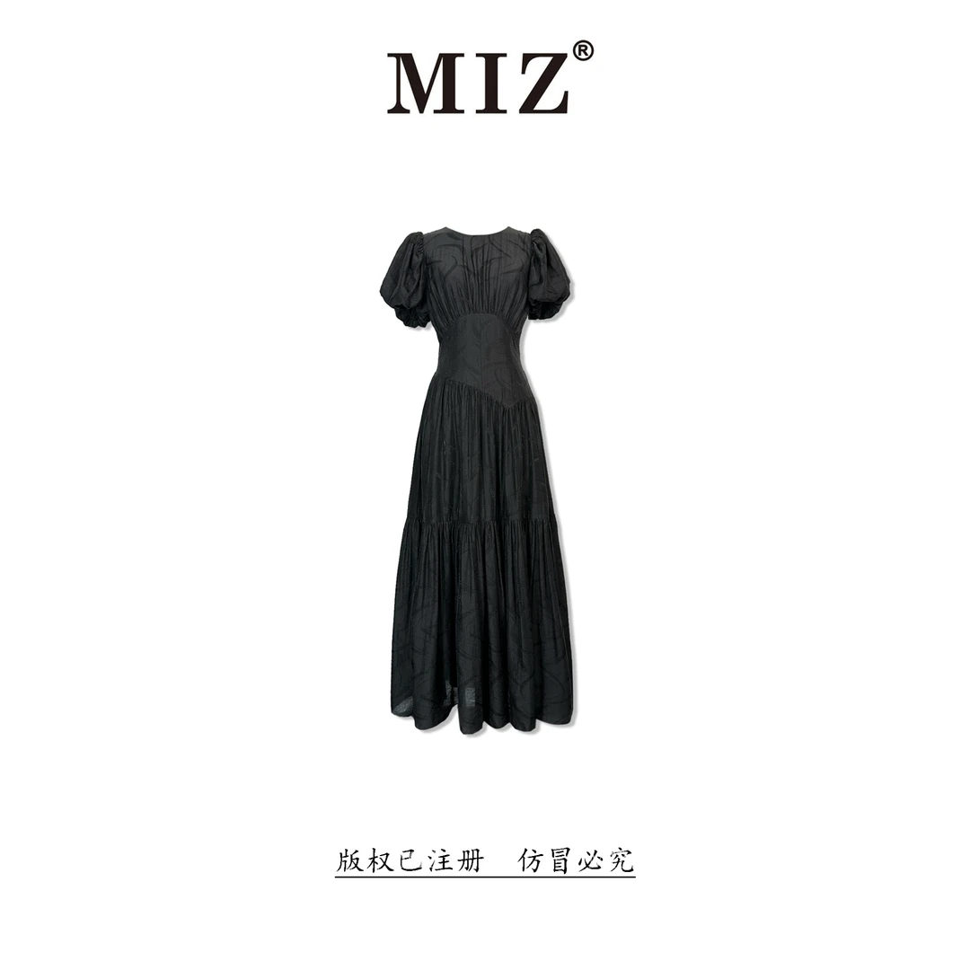 【MIZ】夏季高定轻奢法式收腰显瘦黑色优雅气质女装连衣裙2426180