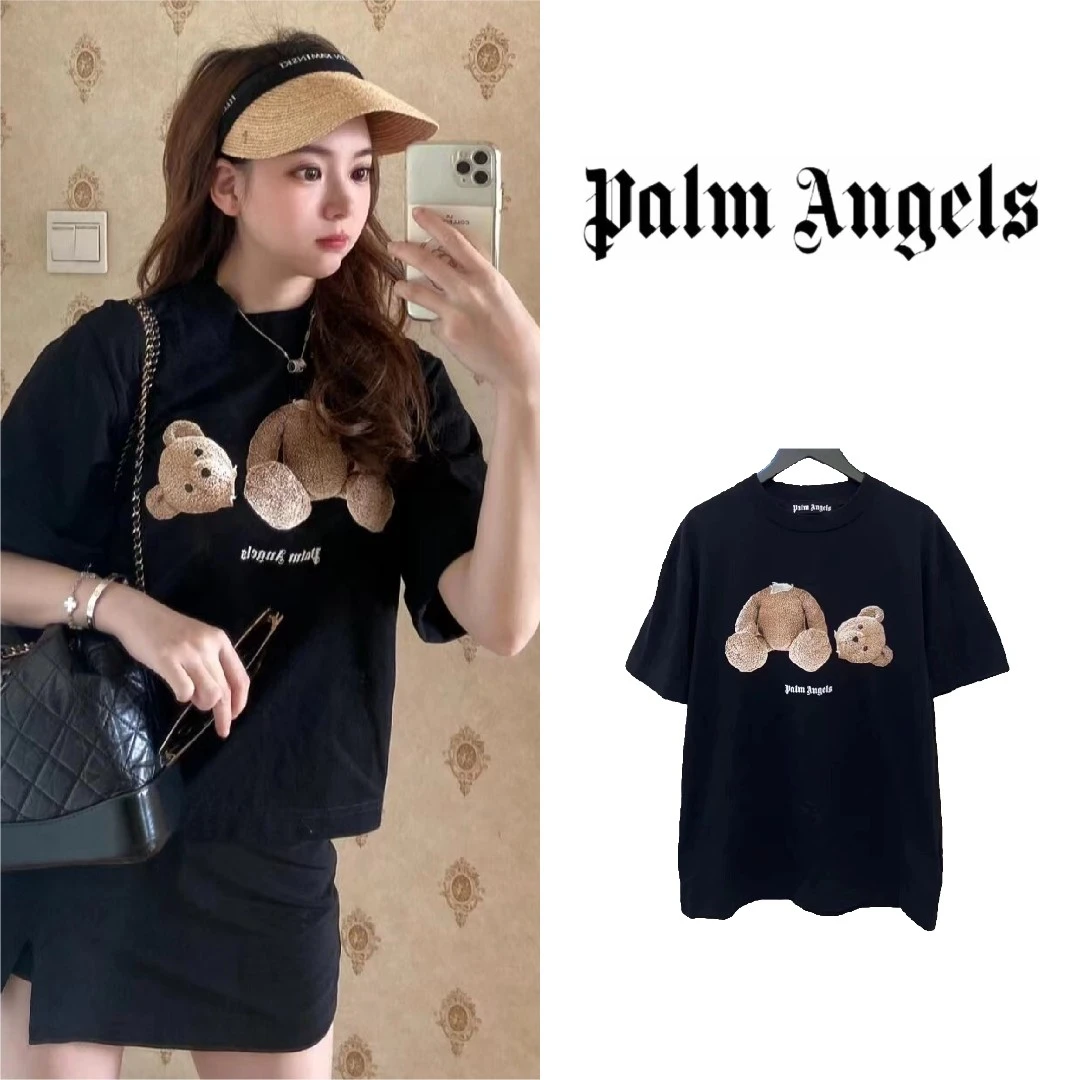 99新  Palm angles 断头印花棉小熊t恤时尚男女同款黑色