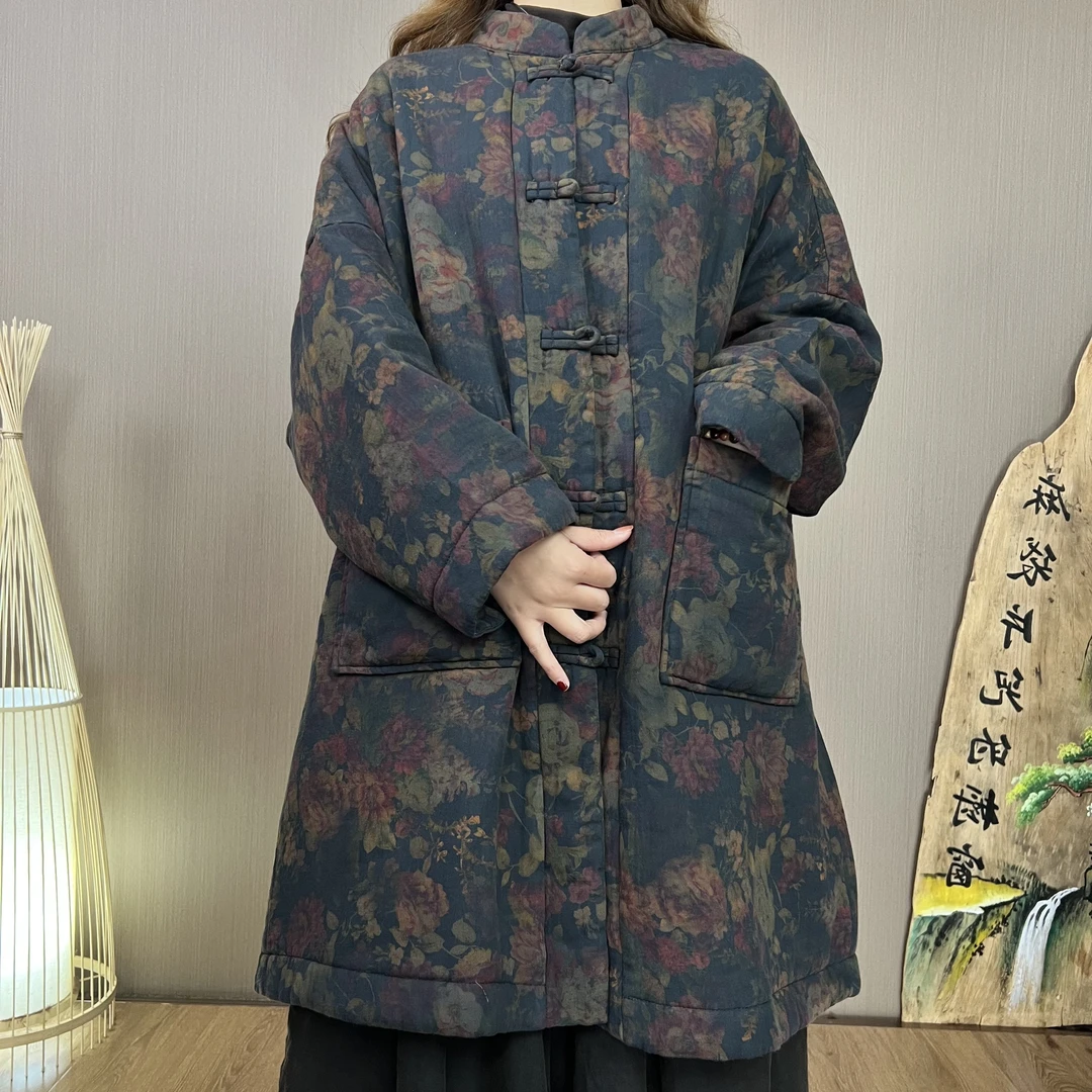 3013新款棉衣【麻袋片儿】炒色做旧休闲百搭复古立领盘扣保暖棉衣