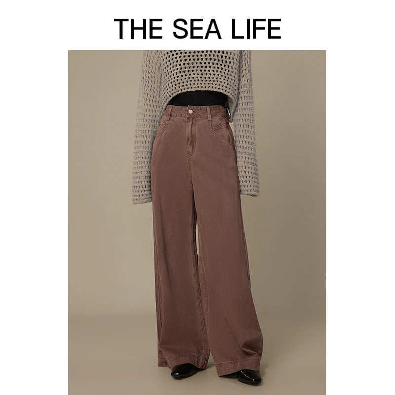 欧海一生 24年秋季雅丹风大地色显腿直阔腿裤thesealife Z170093
