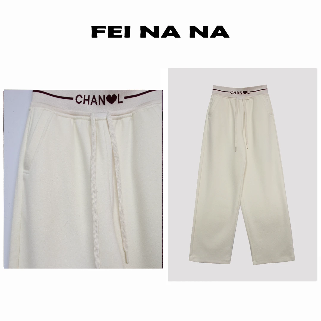 【feinana加厚羊毛裤】2024冬季新款松紧腰羊毛直筒裤阔腿裤112305