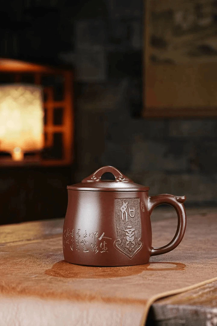 原矿紫砂龙血砂如意杯