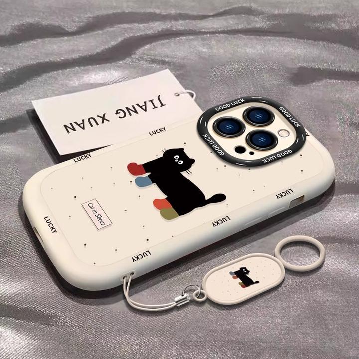 适用苹果16卡通泼墨猫咪手机壳新款套镜头全包硅胶防摔女款保护壳