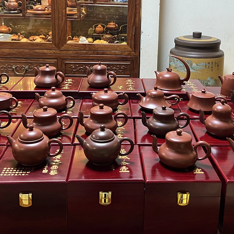 老安顺章燕城章广鑫大师茶道手拉壶潮州朱泥小红泥水平茶壶冲茶罐
