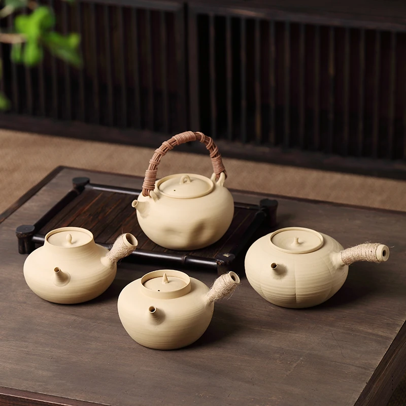 善古 纯手工拉胚白泥薄胎砂铫壶 潮州砂铫炭炉陶炉功夫茶具便携