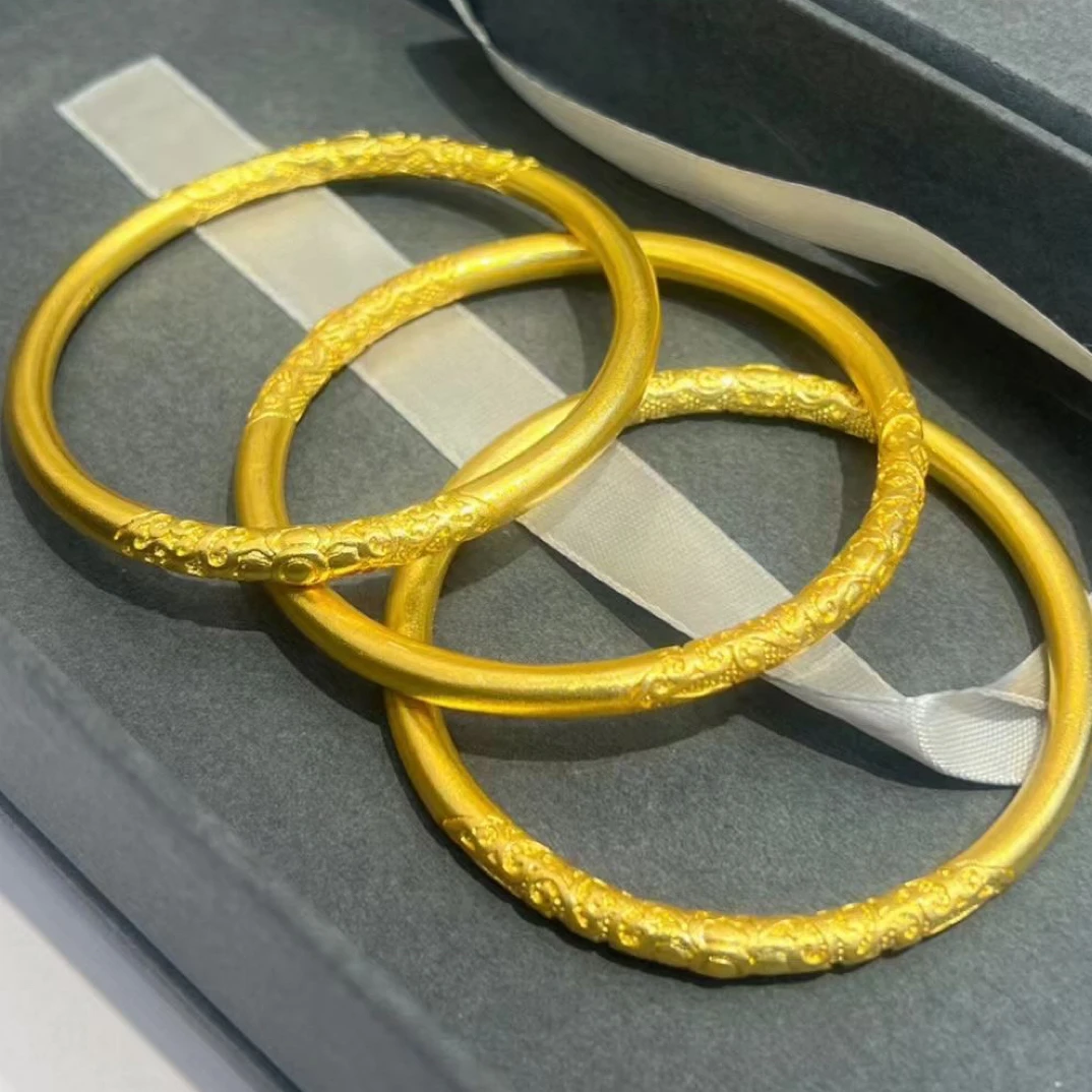 合金手镯 古法传承金色时尚镯子经典百搭轻奢素款精美气质手镯