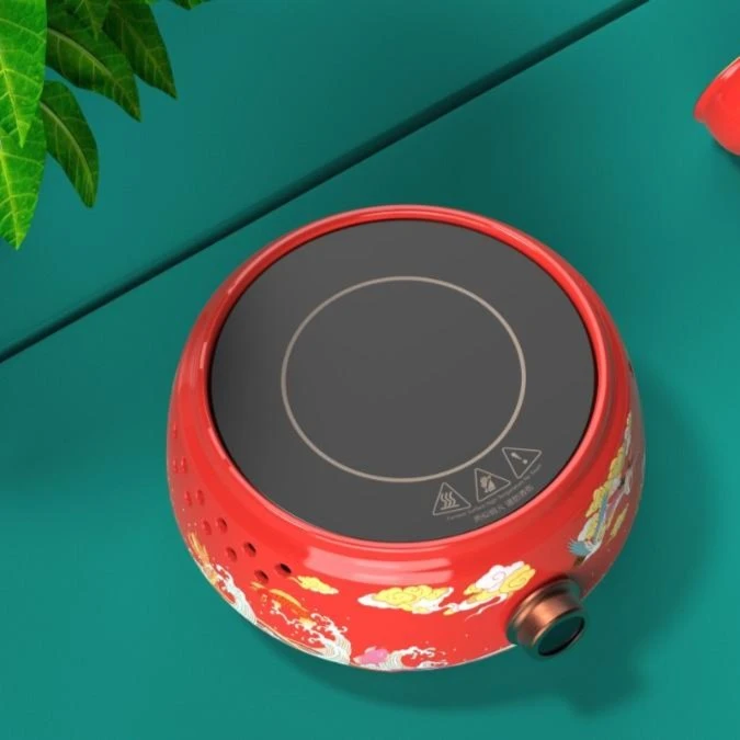 中式陶瓷红色祥云静音电陶炉烧水煮茶套养生壶装家用办公双用壶