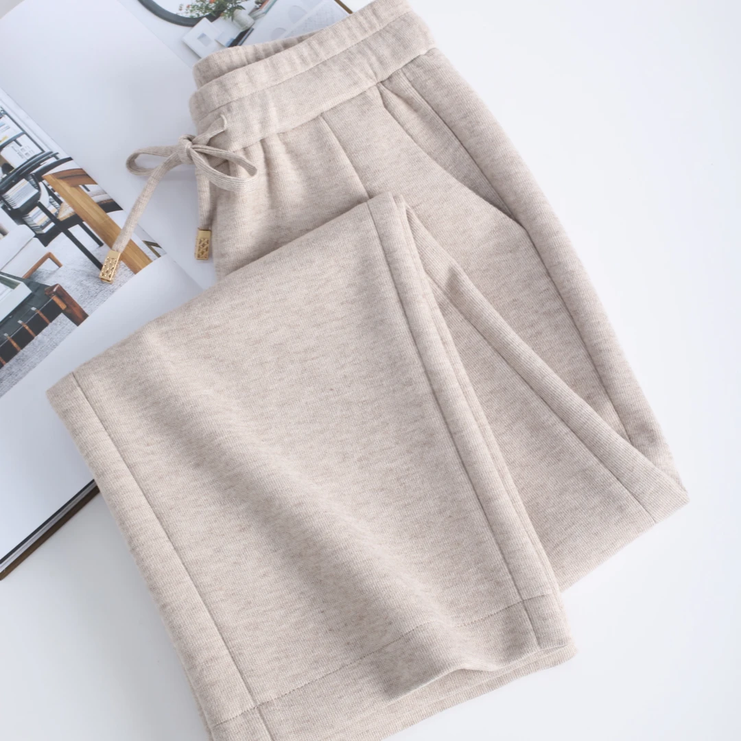 2025春季新款醋酸羊毛高腰显瘦直筒裤女时尚百搭小阔腿裤019款