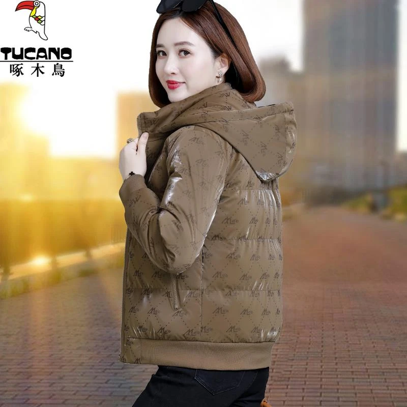 啄木鸟加绒加厚棉衣棉夹克外套女2023新款爆款冬季妈妈装棉服棉袄