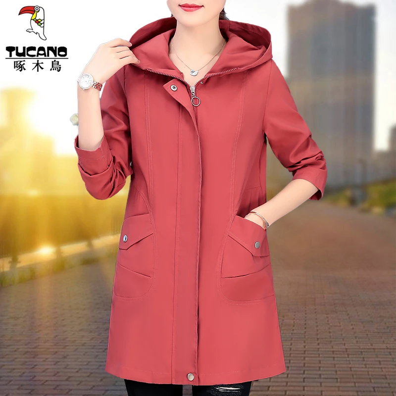 【官方正品】啄木鸟春秋连帽上衣外套女2023新款春季时尚气质夹克