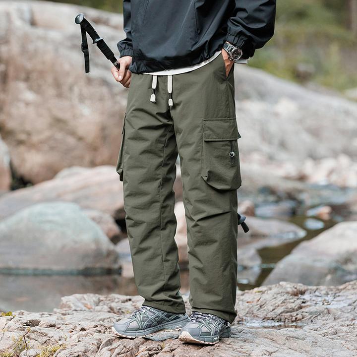 冬季户外三防冲锋鸭绒裤男士加厚保暖宽松防风防水大口袋工装裤
