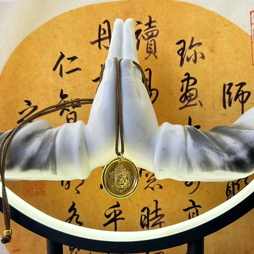 合金吊坠 【黄财神】新国潮轻奢吊坠手工时尚复古金色座中古纪念