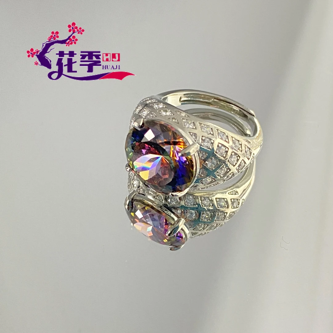 【花季】 原创高级炫彩黑白白戒指XG2