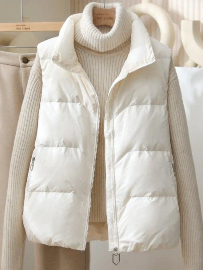 艾菜依羽绒服马甲女短款2023秋冬韩版宽松百搭时尚背心坎肩马夹外