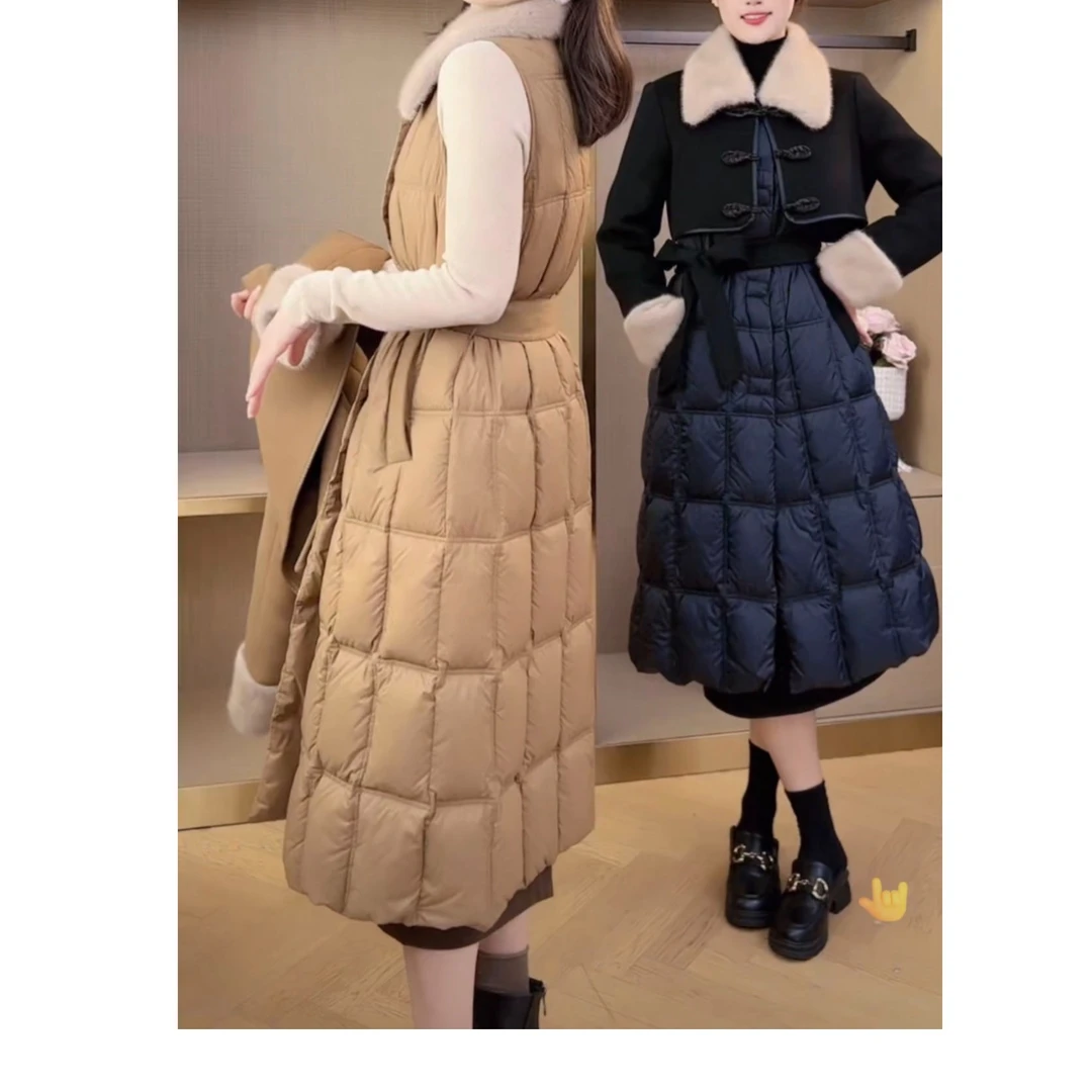 【茵姐推荐】时尚秋冬国风外套+羽绒毛领马甲两件套（袖子加绒）2847