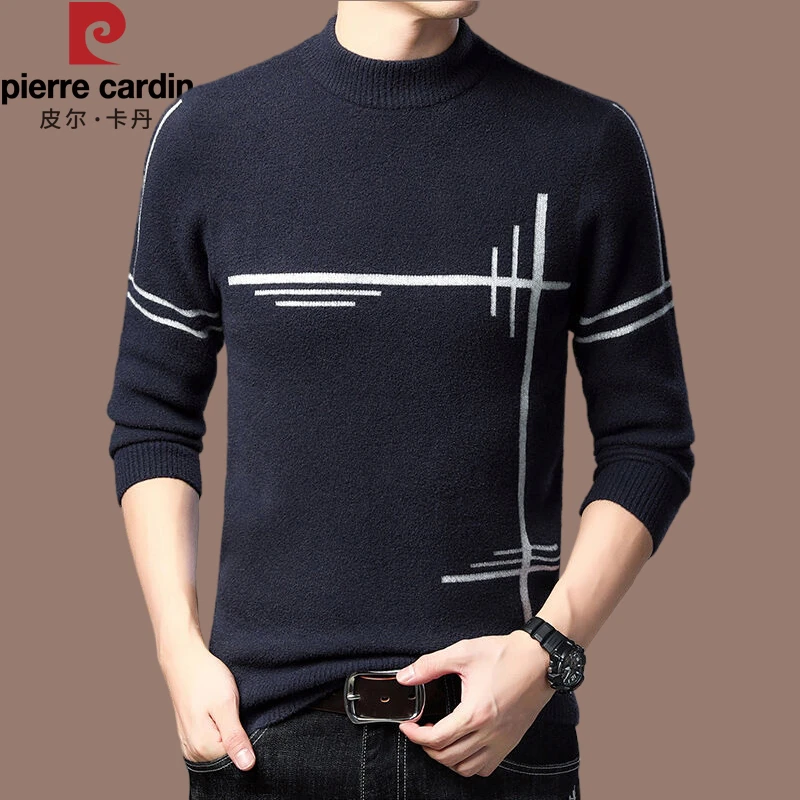 【皮尔卡丹正品高端】加绒加厚羊毛男冬季保暖针织打底衫毛衣内搭