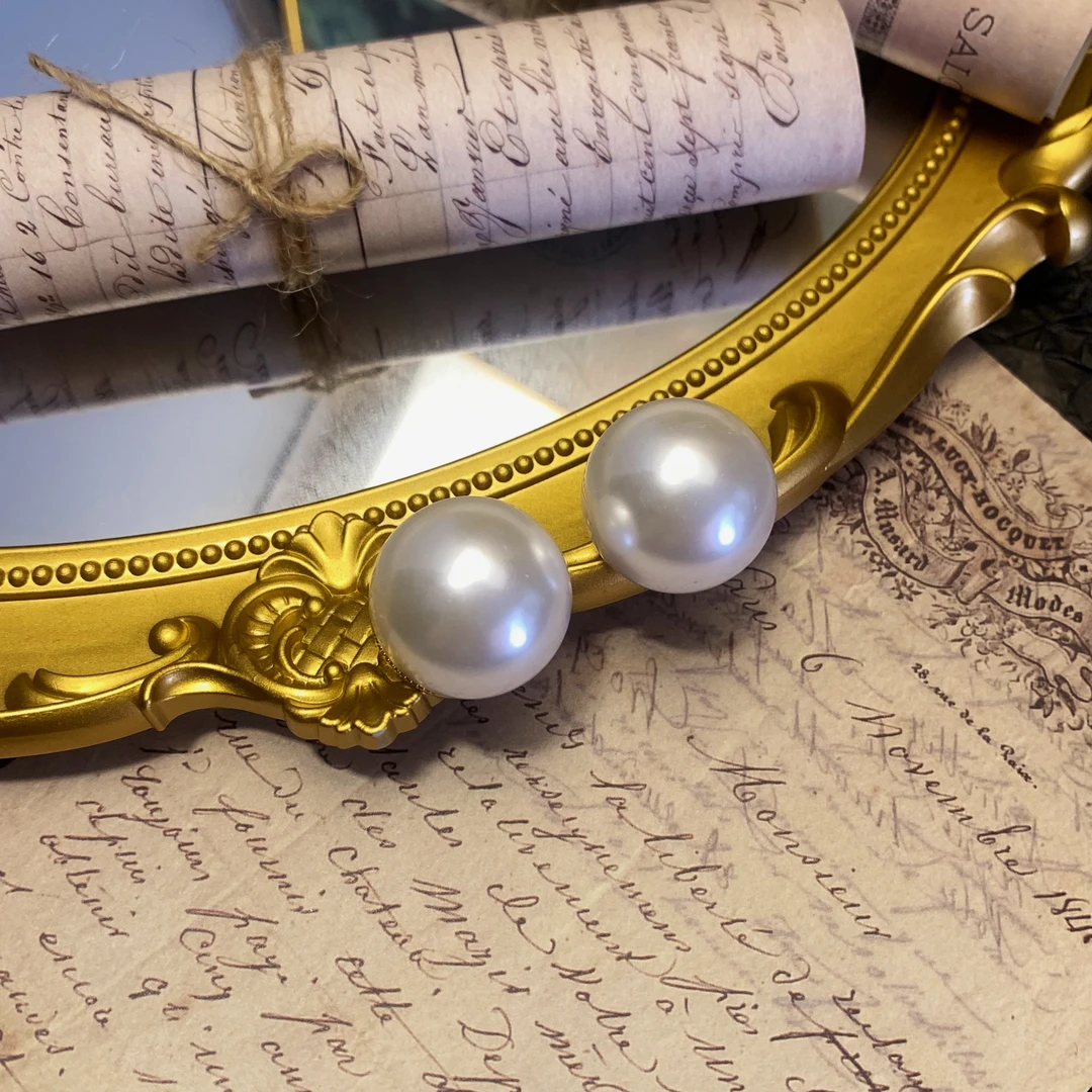 铜合金仿珍珠耳饰 【时光】中古饰品vintage 气质法式仿珍珠耳钉