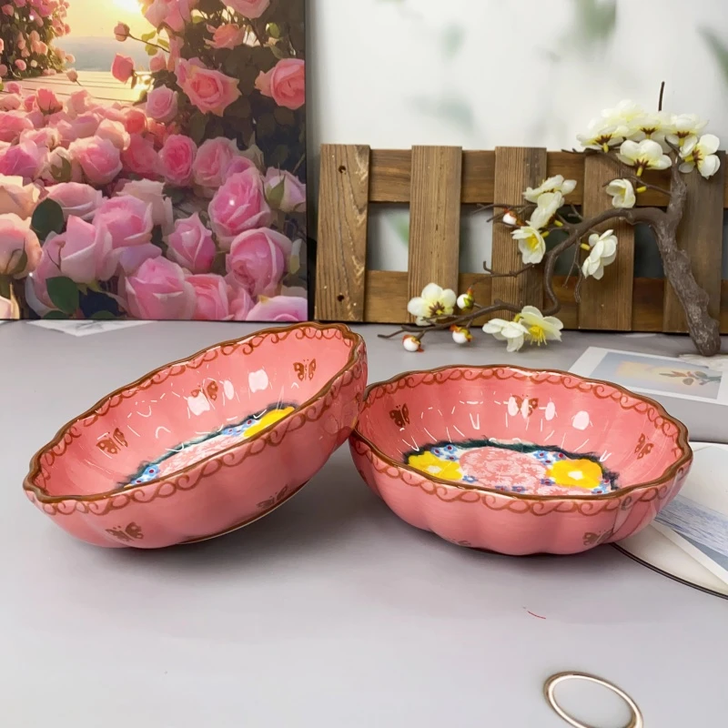 【欧礼HOME】国色牡丹系列5.8英寸花瓣盘釉下彩高温瓷