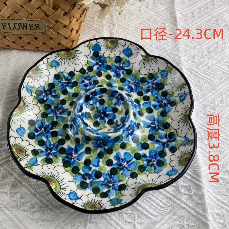 【欧礼HOME】蓝堇饺子盘小清新手绘釉下彩陶瓷餐具