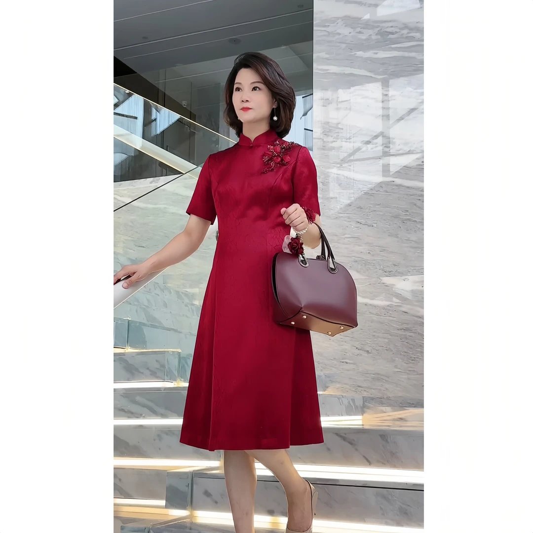-2000-喜妈妈喜婆婆婚礼服装轻奢优雅红人上新桑蚕丝